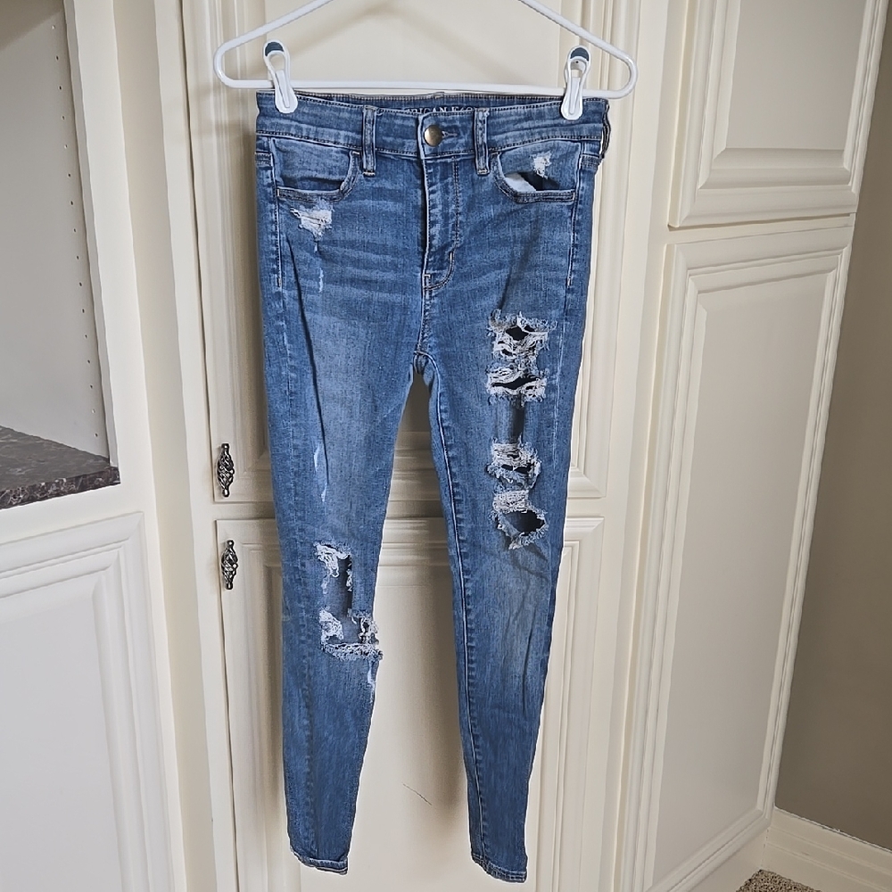 American Eagle Outfitters Ripped Blue Skinny Jeans